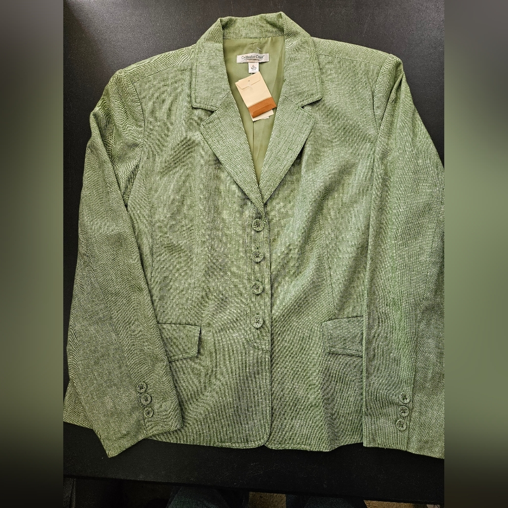 NWT - Linen Blend Coldwater Creek Green Blazer - Size XL